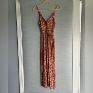 Rust Cactus Print Midi Dress